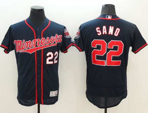 Twins #22 Miguel Sano Navy Blue Flexbase Authentic Collection Stitched MLB Jersey